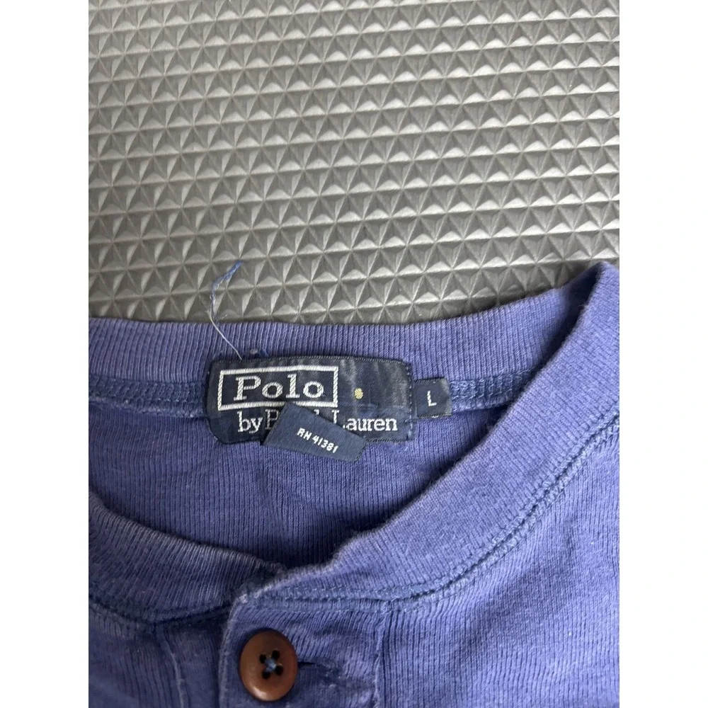 Polo Ralph Lauren Men's Purple Long Sleeve Henley Shirt Embroidered Logo Size L